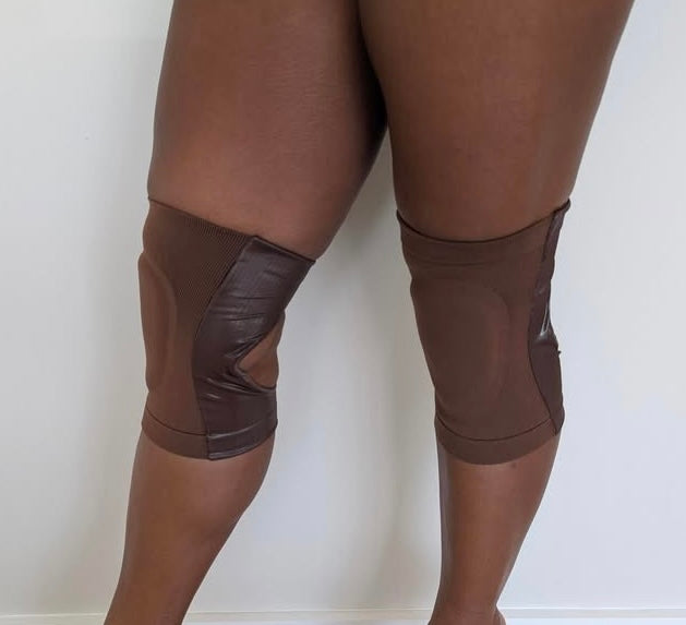 PolEssentials Grippy Gel Knee Pads in brown –comfortable knee pads for pole dancers.