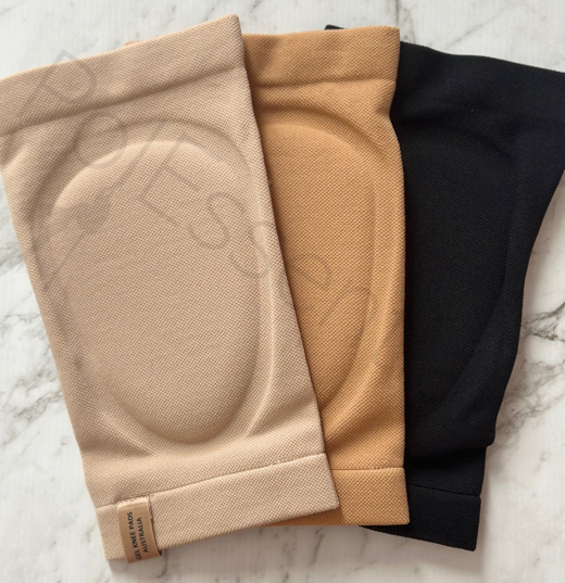 Close-up of V2 Sleeve Gel Knee Pads showing seamless anti-slip sleeve and gel padding.