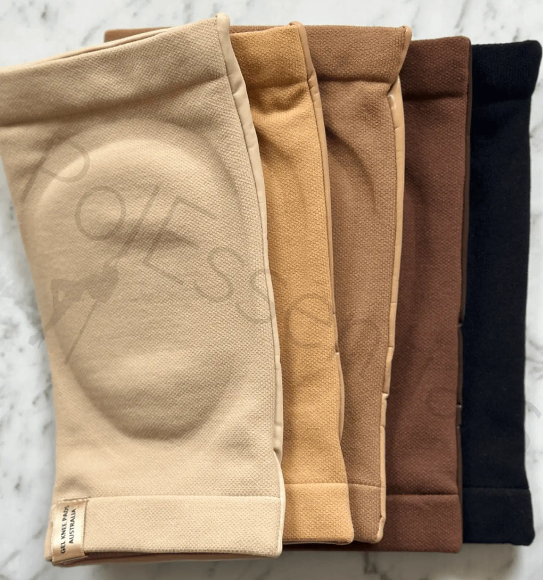 PolEssentials Grippy Gel Knee Pads in tan color – designed for pole dancers and floorwork