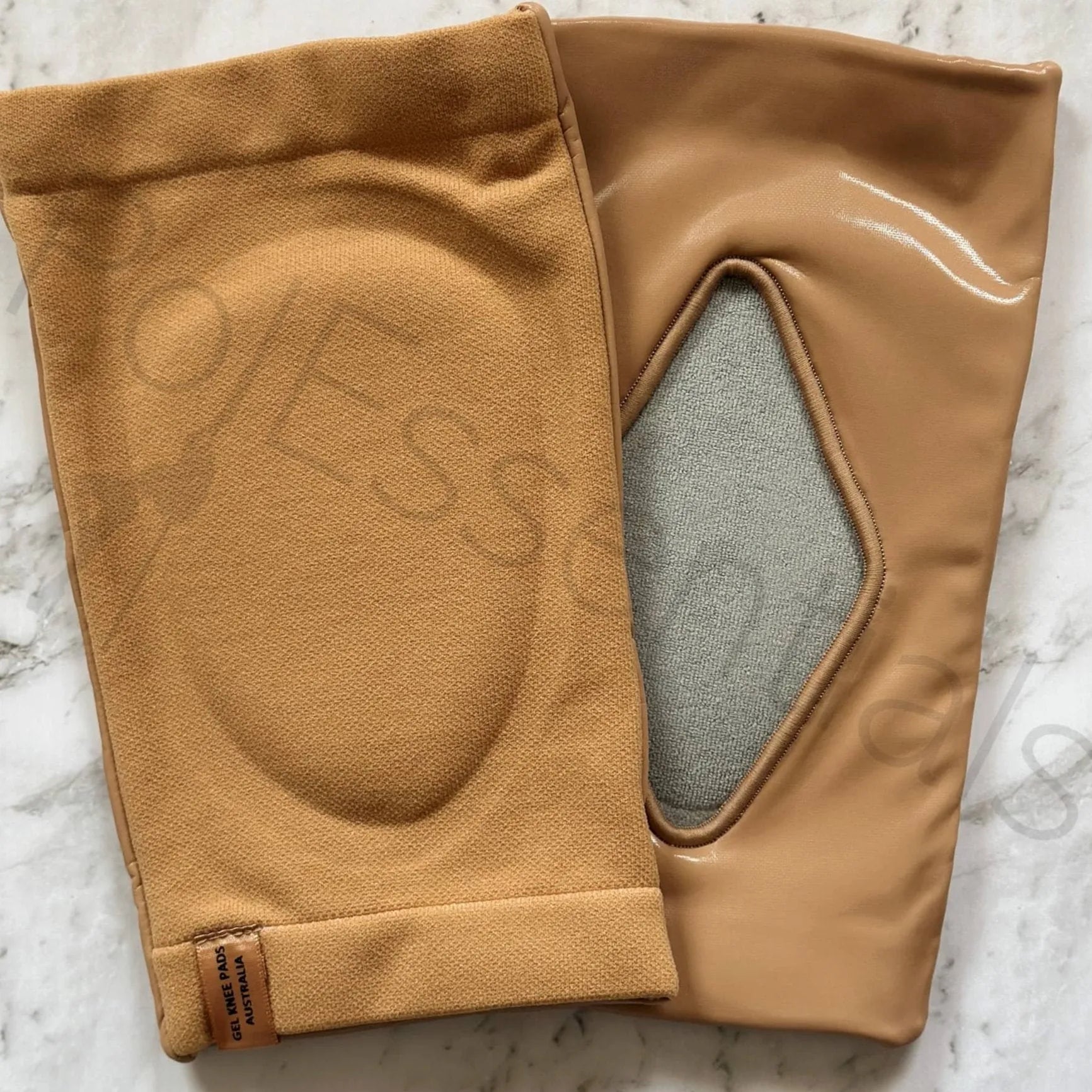 PolEssentials Grippy Gel Knee Pads in tan color – designed for pole dancers and floorwork