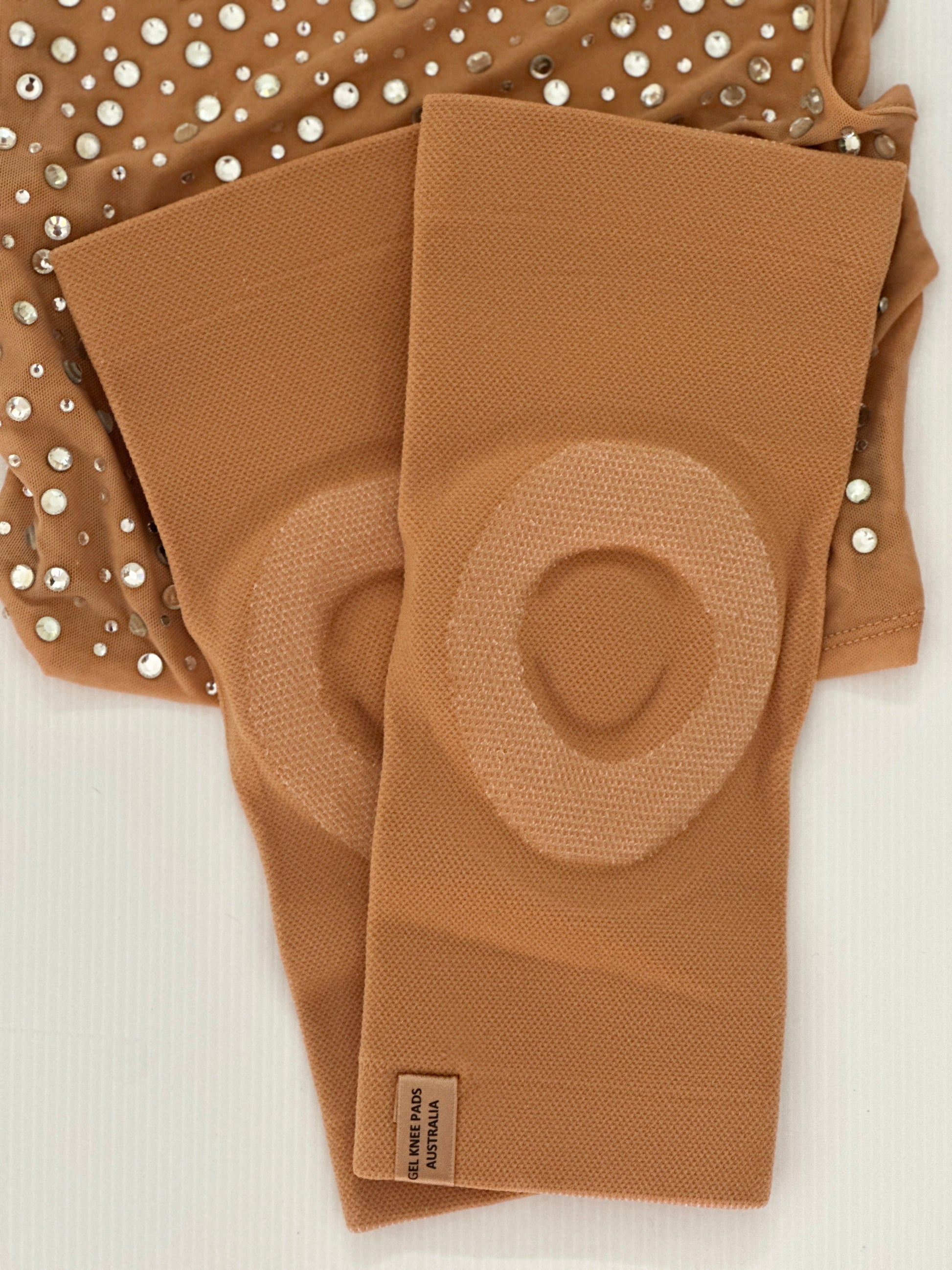 PolEssentials Sleeve Gel Knee Pads in tan, for pole dancing and twerk dance