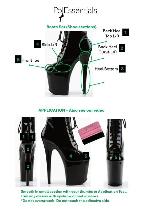 PolEssentials Heel Wrapz Shoe Protectors for pole dancing in black and clear variants